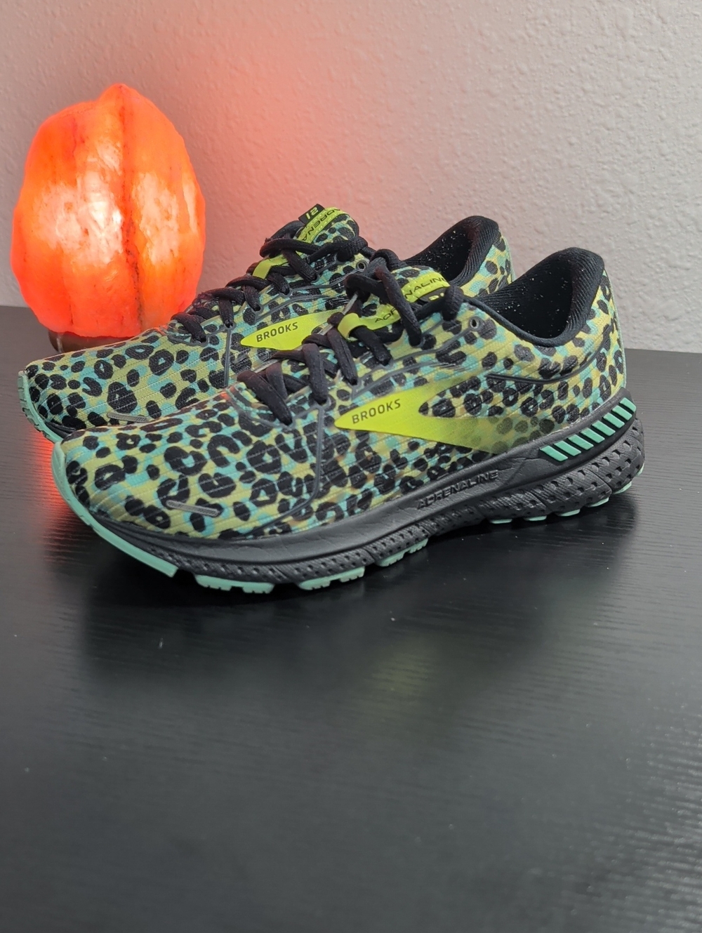 Brooks Adrenaline GTS 21 Leopard Print Running Shoes - Green/Black Size 7